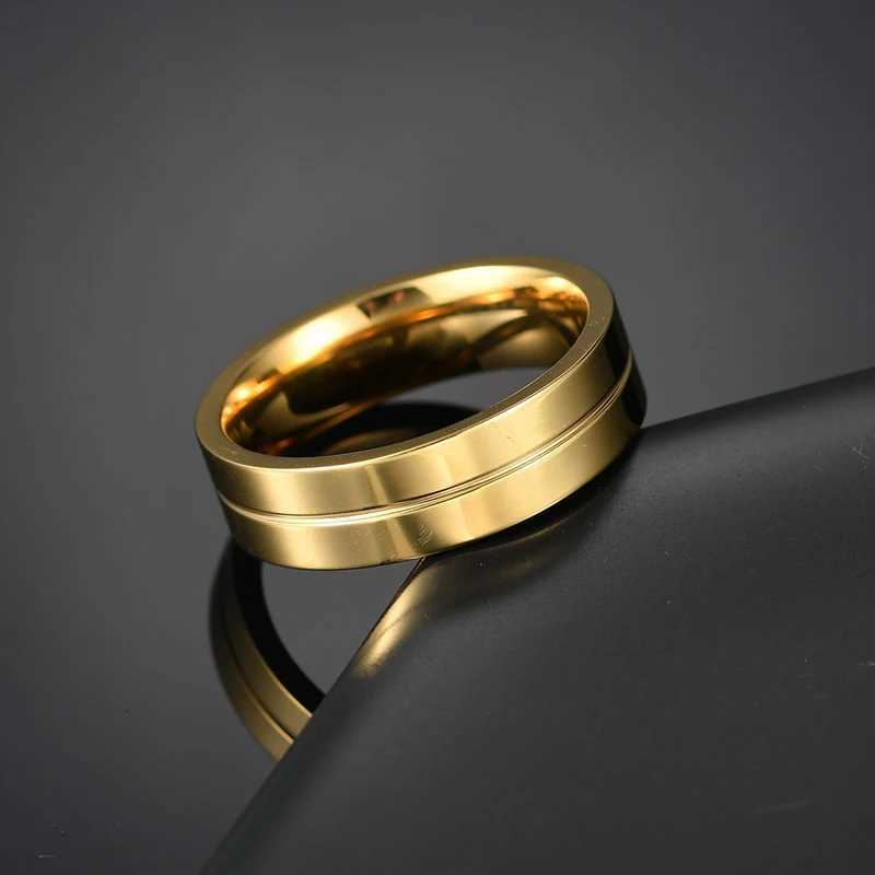 Auxauxme Romantic Titanium Steel Couple Ring Lover Cubic Zircon Engagement Jewelry 6MM Wedding Ring Men 6-12 W250417