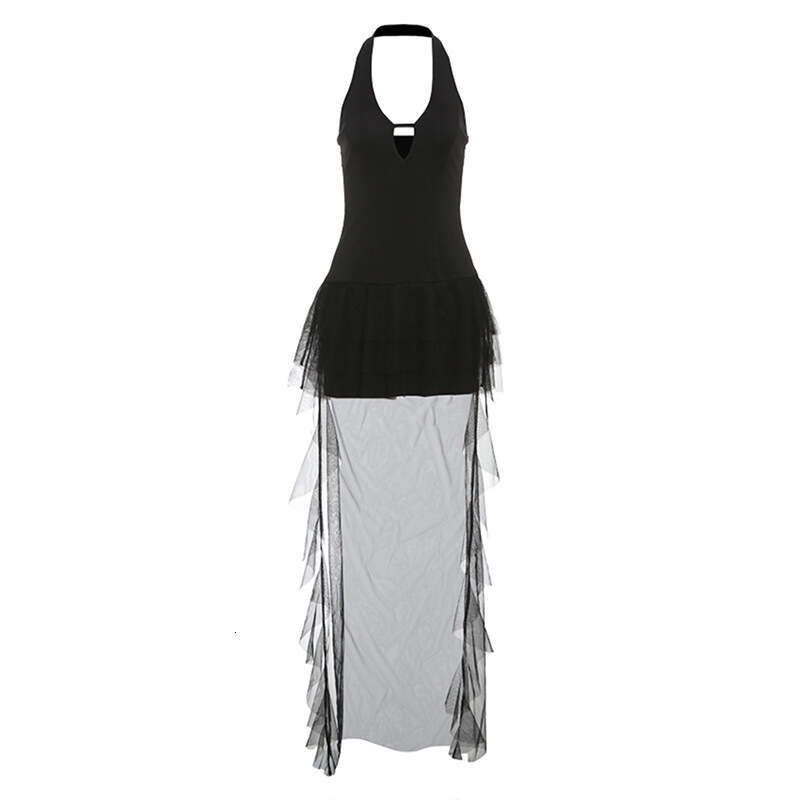 Women's Clothing 2024 Autumn Winter New Solid Color Sexy Halter Slim Waist Tie Dress 66c