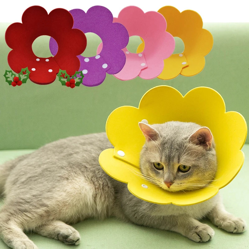 Cute Flower Shaped Cat Recovery Collars Adjustable Elizabethan Collars Puppy Kitten Anti-bite Healing Protective Collars 250716