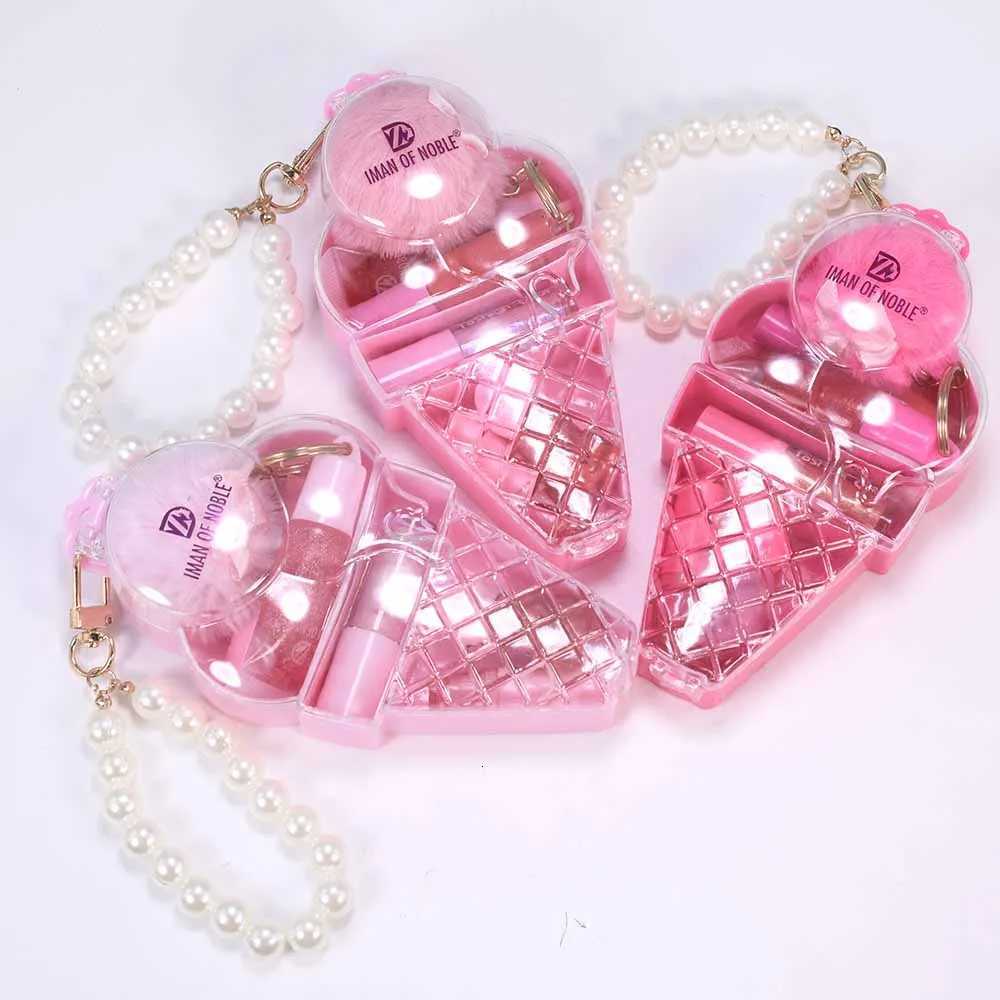 Cute Ice Cream Bear Lip Gloss Set Keychain Lip Gloss Waterproof Longlasting Girls Lips MakeupXJ250724