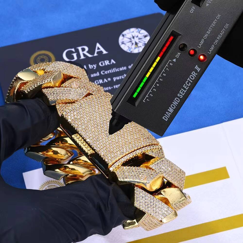 S925 Silver Moissanite Rhombus Cuban Chain Bracelet Fine Chain Link Jewelry