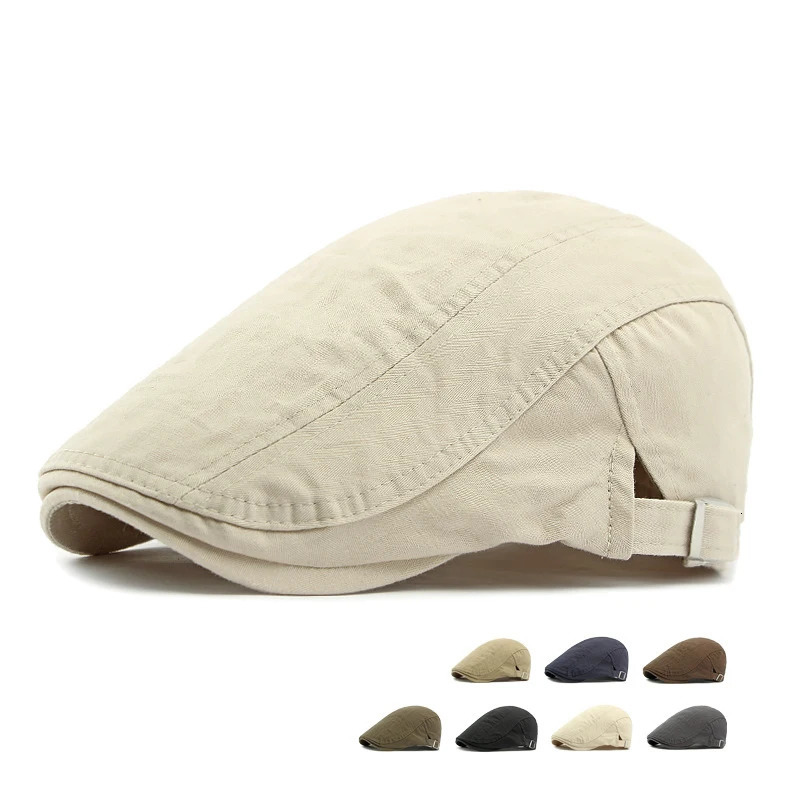 British Cotton Beret sboy Cap Cabbie Driving Hat Adjustable Sun Hat for Women Men Summer Breathable Retro Outdoor Flat Caps 250723