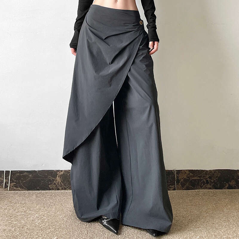 2024 Autumn New Women's Fashion Solid Color High Waist Loose Casual Wide Leg Pants 558