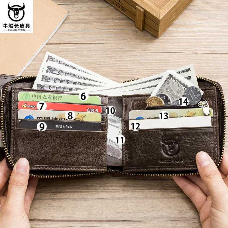 BULLCAPTAIN New Arrival Male RFID leather wallet Men Wallet Cowhide Coin Purse Slim Designer Wallet Billetera para hombres Z250725
