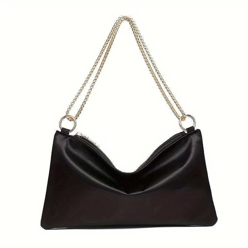 Evening Bag for Women Wedding Formal Dance Cocktail Party Shoulder Bag Champagne Beige Black Color with Zipper Closure Y250725