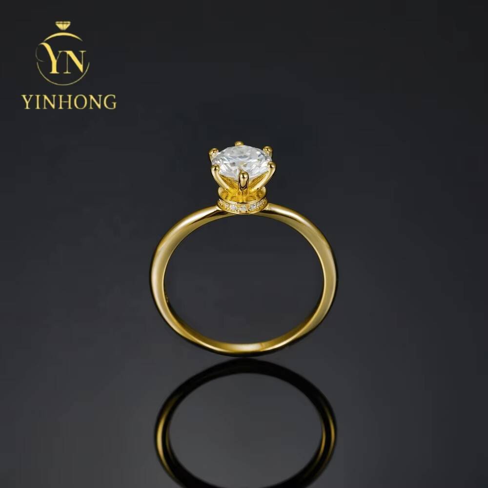 18k Gold Plated Fashion Silver Jewelry 1ct Moissanite 925 Sterling Silver Ring