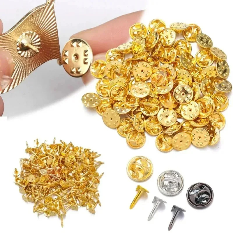 Metal Nail Tie Tack Pins DIY Brooch Accessories Nail Tie Tack Lapel Pin Back Clutch Butterfly Clasp Round Pinch Clip Base Pins 250723