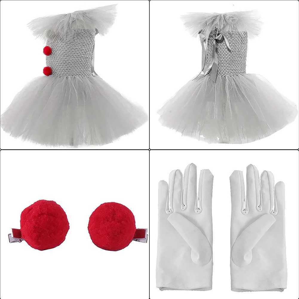 Girls Halloween Clown Tutu Dress Tulle Fancy Dress Creepy Clown Cosplay Clothes Halloween Dress Up Costume Z250725