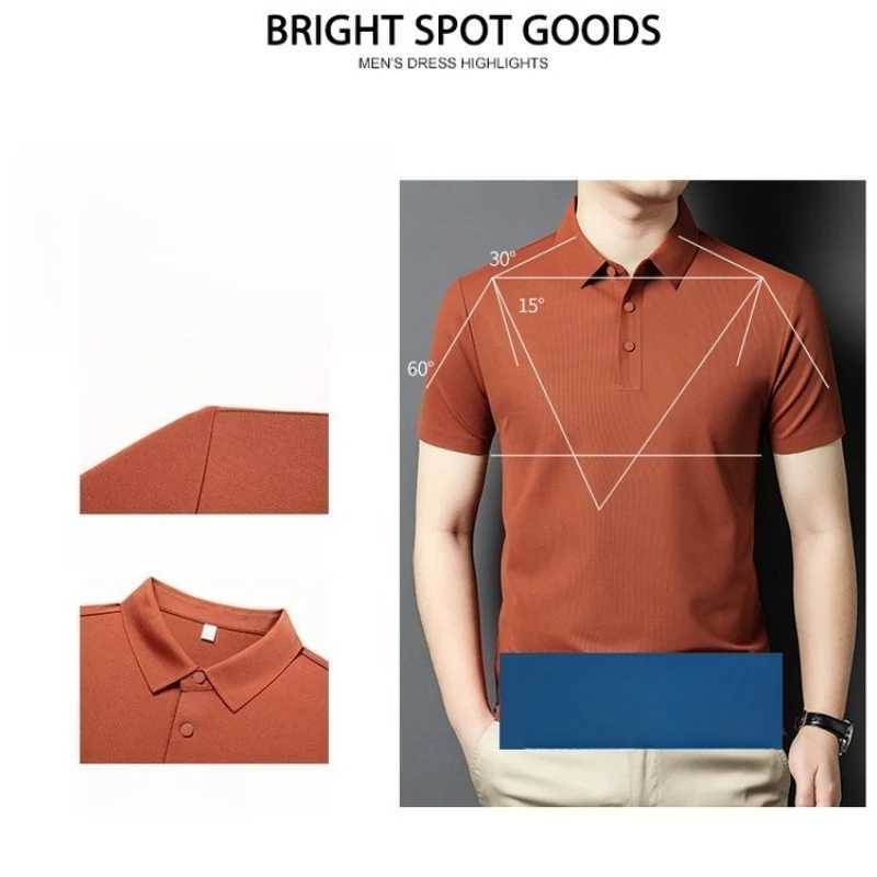 Mens Slim-Fit Business Polo Shirt Fashion Leisure Short Sleeve Tops Breathable Cotton Blend Tee 16 Colors Elastic Polyamide XJ250725