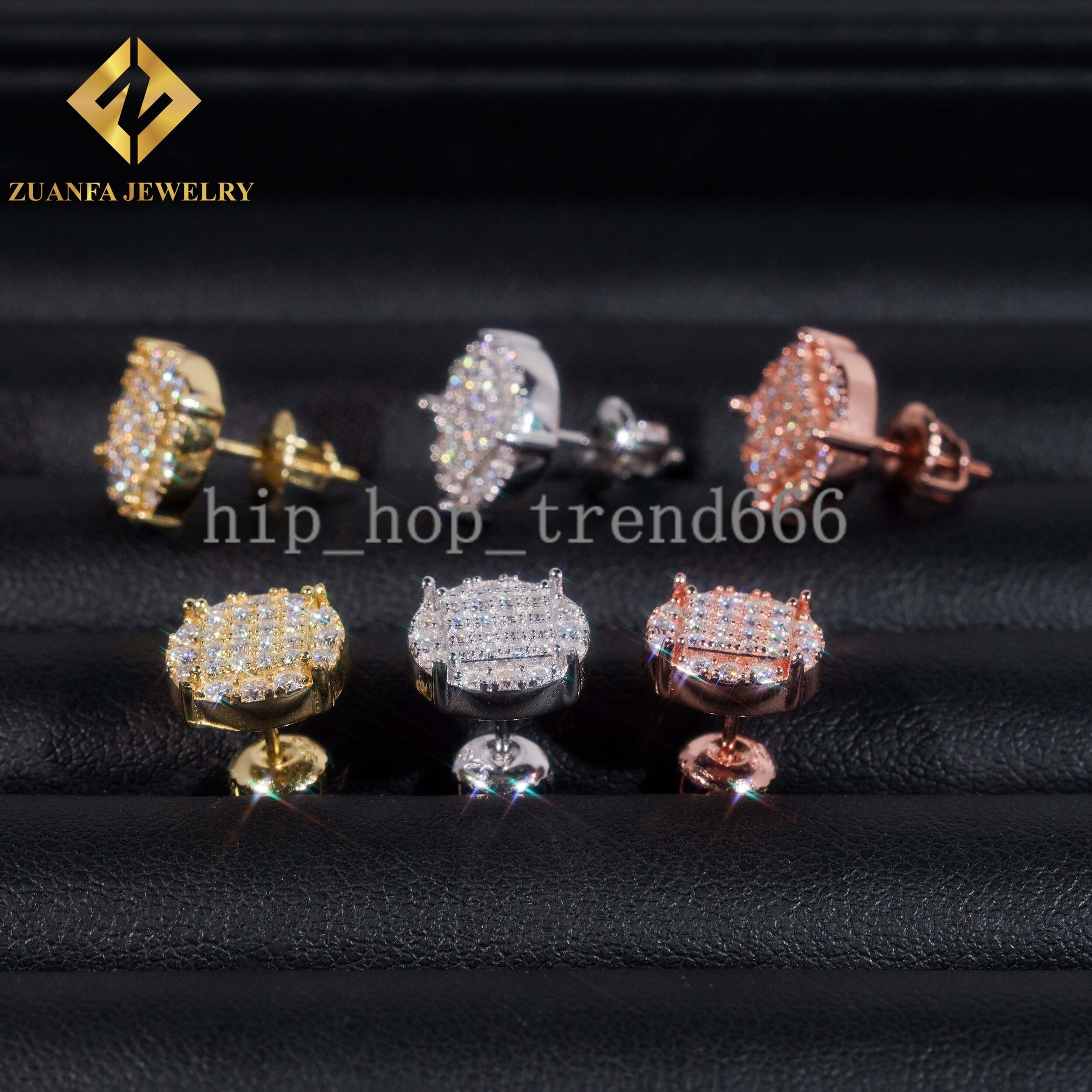 GRA Pass Diamond Tester Round Shape Stud Earrings VVS Moissanite 925 Silver Stud Earrings Hip Hop Jewelry Unisex