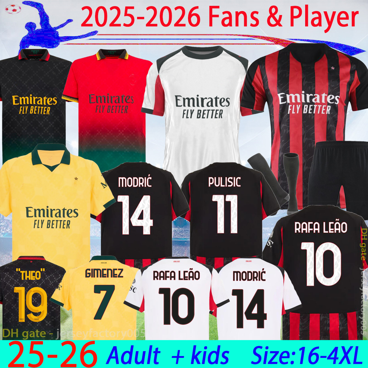 25 26 ACes 125TH PULISIC RAFA LEAO soccer jerseys 2025 GIMENEZ JOAO FELIX KJAER milanS home BRAHIM away Fans MODRIC REBIC THEO BENNACER KESSIE football KIT 16-4XL