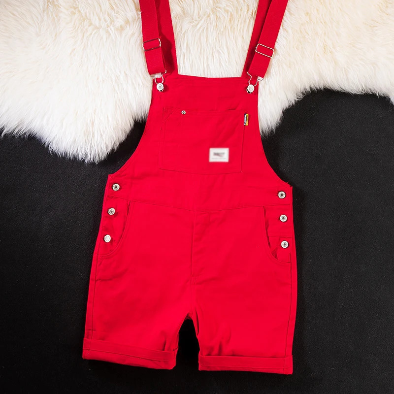 Summer Men Bib Pants Overall Short Suits Jumpsuit Trousers Plus Size 5xl Fashion Dungarees Candy Color Strap Streetwear 250725