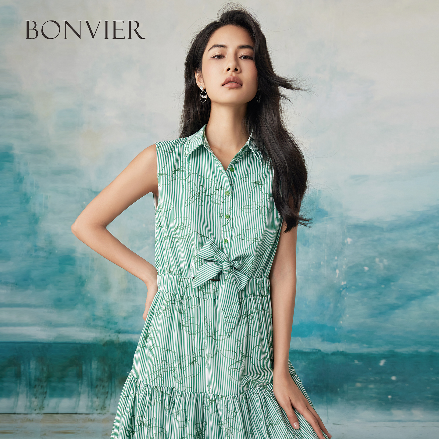 2025 Summer Fashion Bow Embroidery Cake Skirt Elegant Temperament High Waist Shirt Skirt Green A-line Long Skirt 6116799