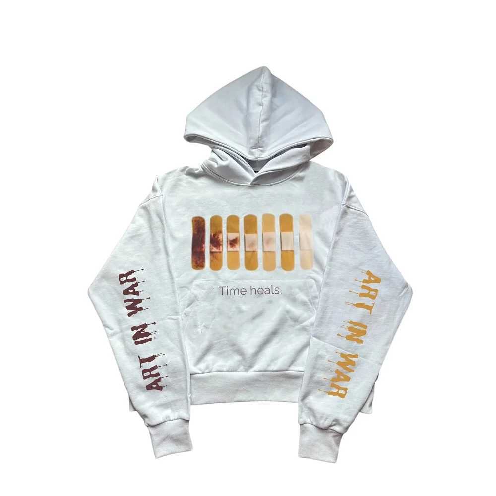 Gray Graphic Print Oversized Hoodie VintageInspired Pullover Sweatshirt for Men and Women L251018YSGH