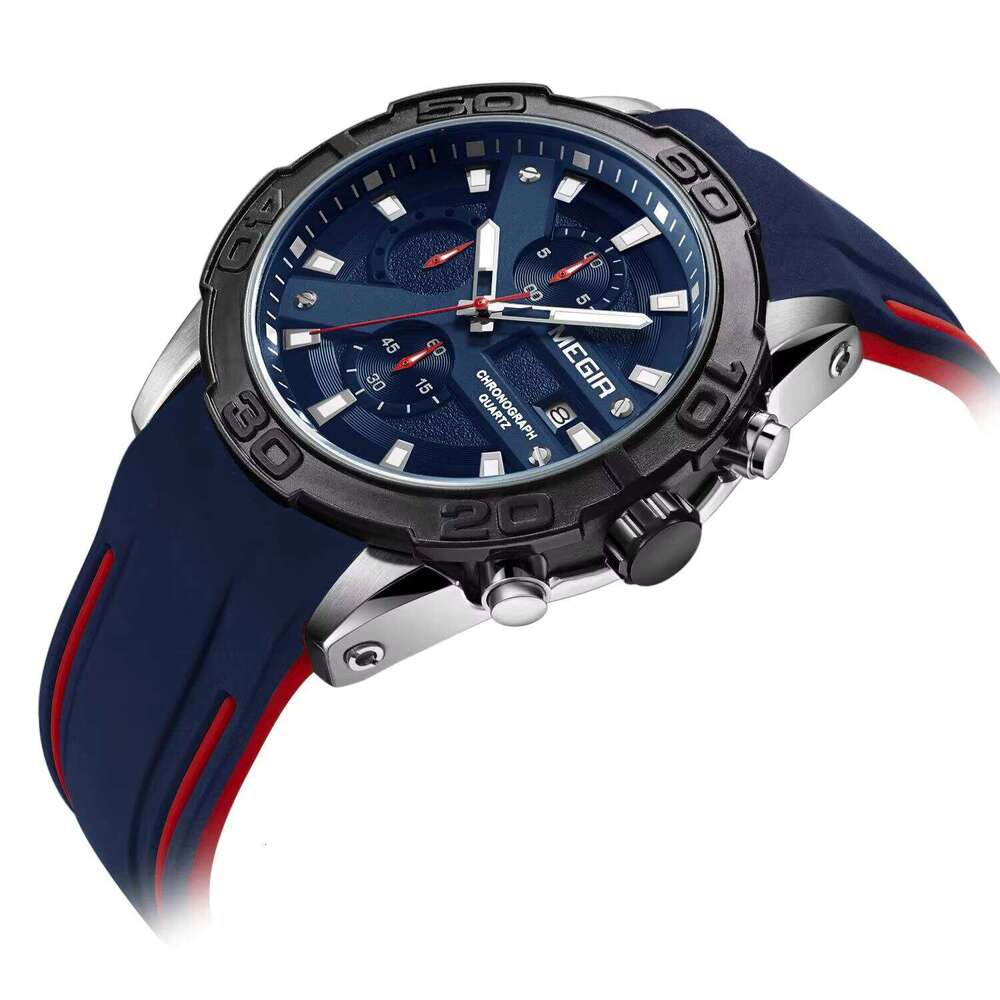 MEGIR Men's Sports Chronograph Watch - Silicone Strap, Waterproof, Luminous, 46mm - Bulk Wholesale Watch