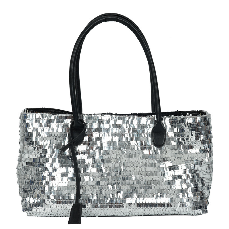 Luxury Brand Designer Bag European And American Trend Tote Bags Shiny Metallic Sequin Bag Foreign Trade Women Hand-Woven Shoulder Underarm Bag