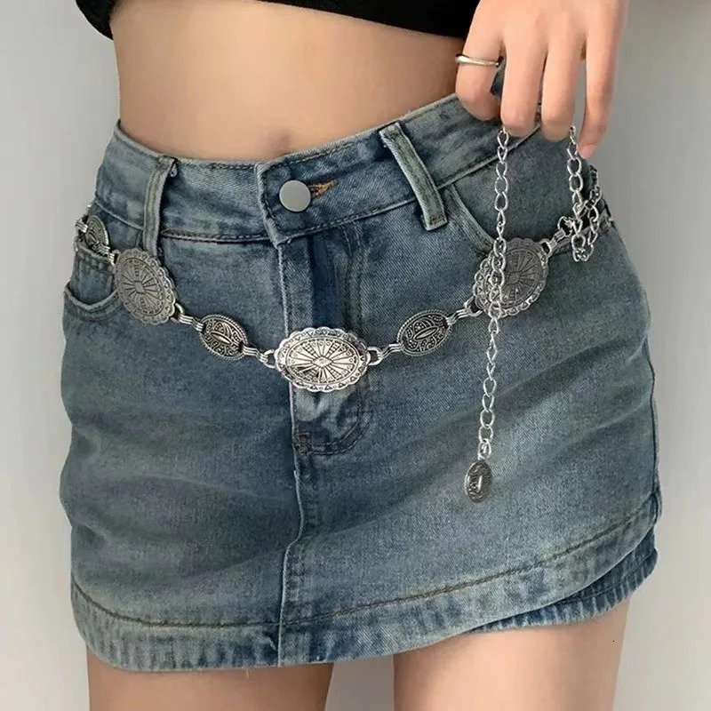 Vintage Metal Bohemia Waist Chain Silver Gold Hollowed-out Carved Women Crop Tops Decoration Waist Belt Dress Jewelry Accessory 250722