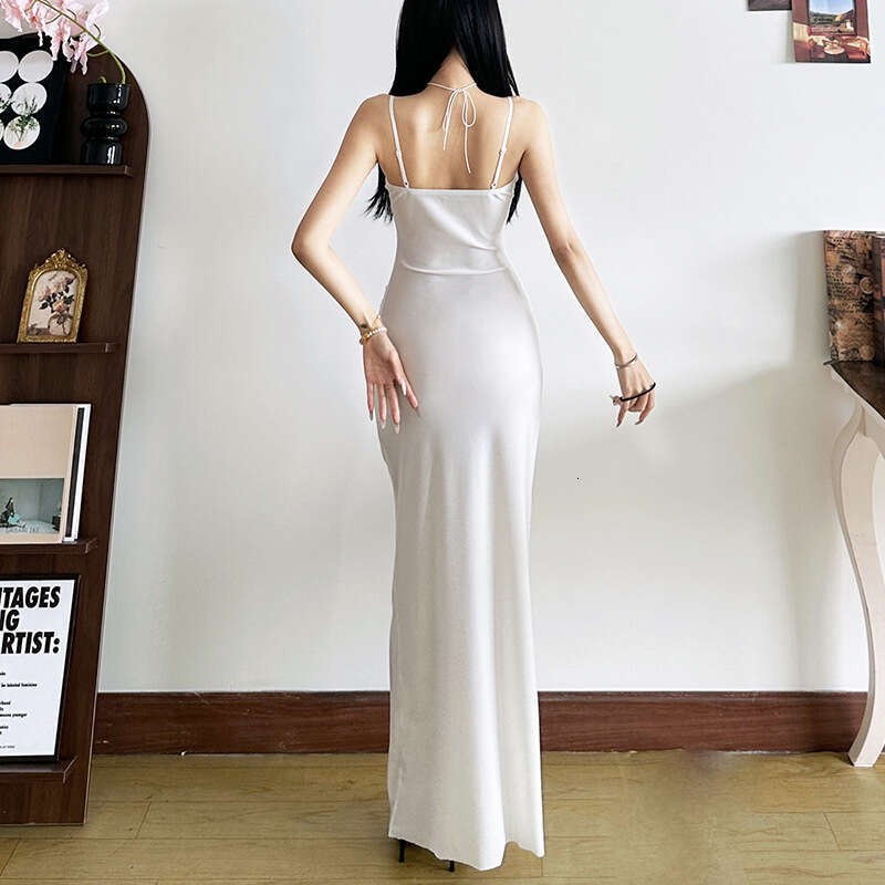 2024 Autumn Winter New Women's Solid Color Slim Fit High Waist Fashion Strapless Backless Dress ad2