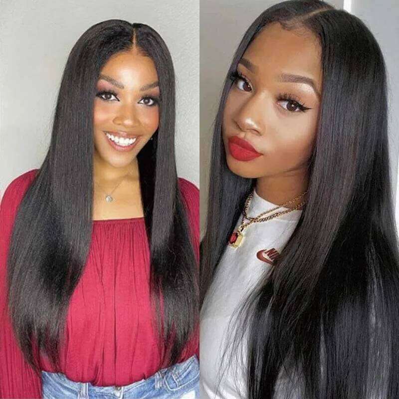 Straight V 100% Human With Seamless Edge Brazilian Hair U Part Wig Contour Upgrade For Women