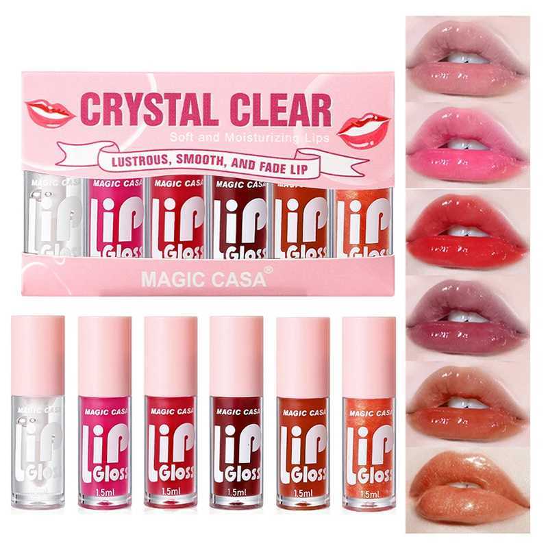 MAGIC CASA 6-Piece Set Water-Gloss Jelly Lip Oil - Plumping Hydrating Makeup Base Long-Lasting MoistureXJ250724