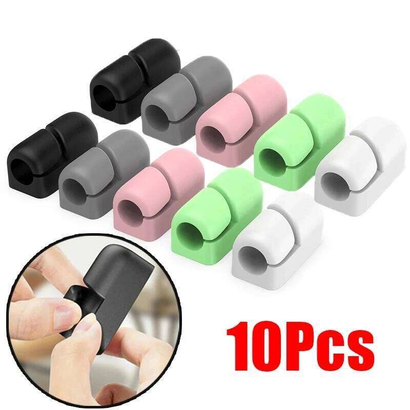 1-10Pcs Clip Adhesive Silicone Holders Organizer Desk Cable Management Clips Wire Cord Holder In Office Home Car