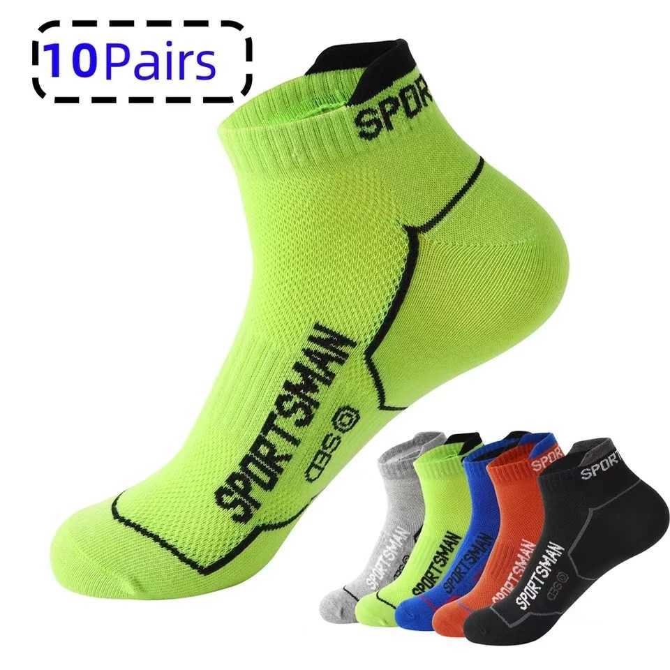 10 Pairs High Quality Men Ankle Socks Breathable Cotton Sports Socks Mesh Run Athletic Summer Thin Cut Short Socks Size 38-45 X250725