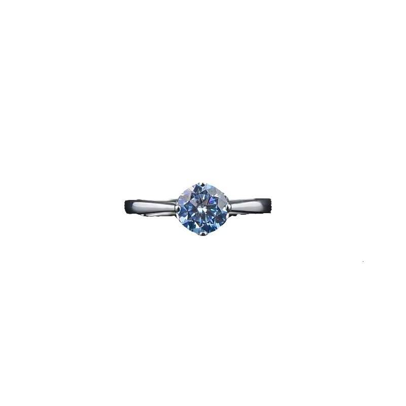 Simple S925 Sterling Silver Women Four-Claw Setting Color Moissanite Band Wedding Open Rings