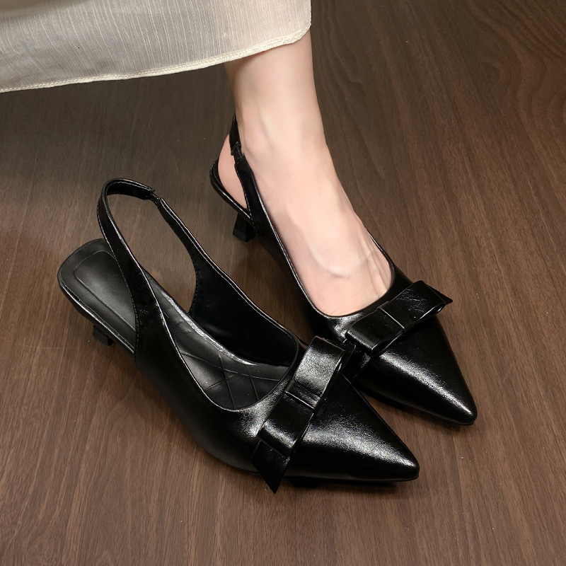 Ddmysports Silver Pointed Toe Bowknot Wedge For Women Summer New Korean Style Open Back Fashion Sandals Outdoor Shoes