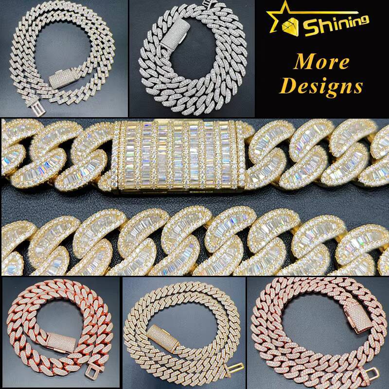 Pass Diamond Tester VVS Moissanite Iced Out 10mm Mens Miami Cuban Link Necklace Hip Hop Lad Moissanite Diamond Bling Cuban Chain