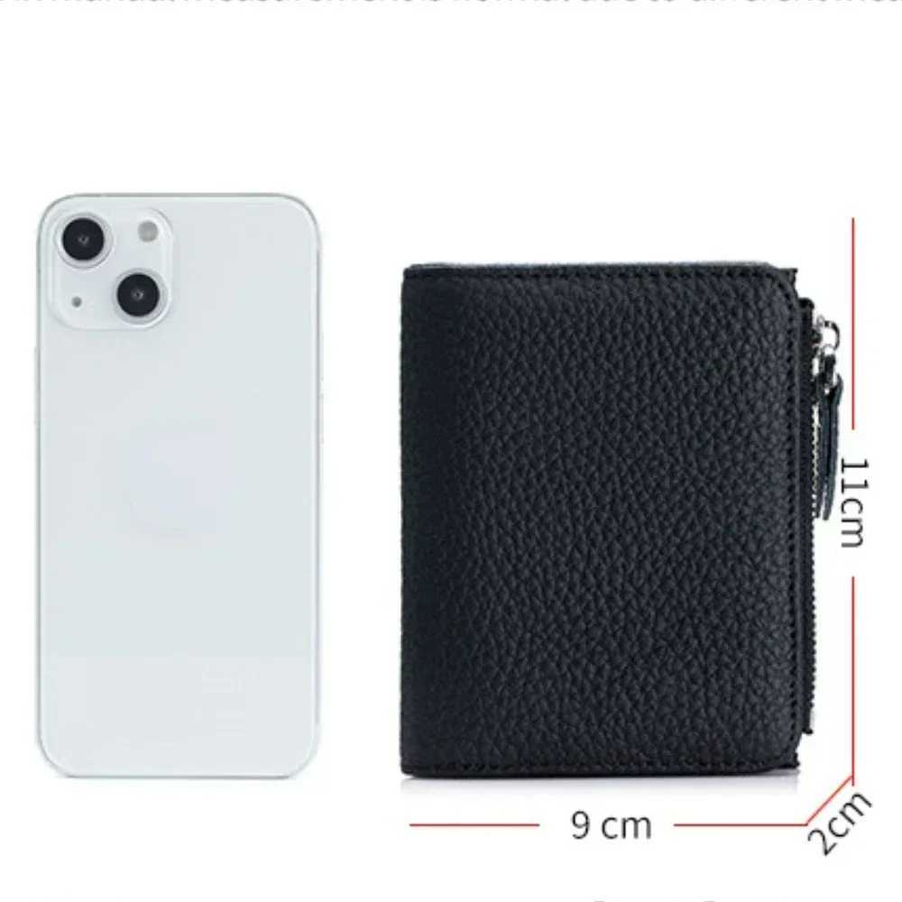 Men Women Earphone Pouch Genuine Leather RFID Short Wallets Card Holder Bag Portable Cowhide Small Zipper Money Coin Purse for Z250725