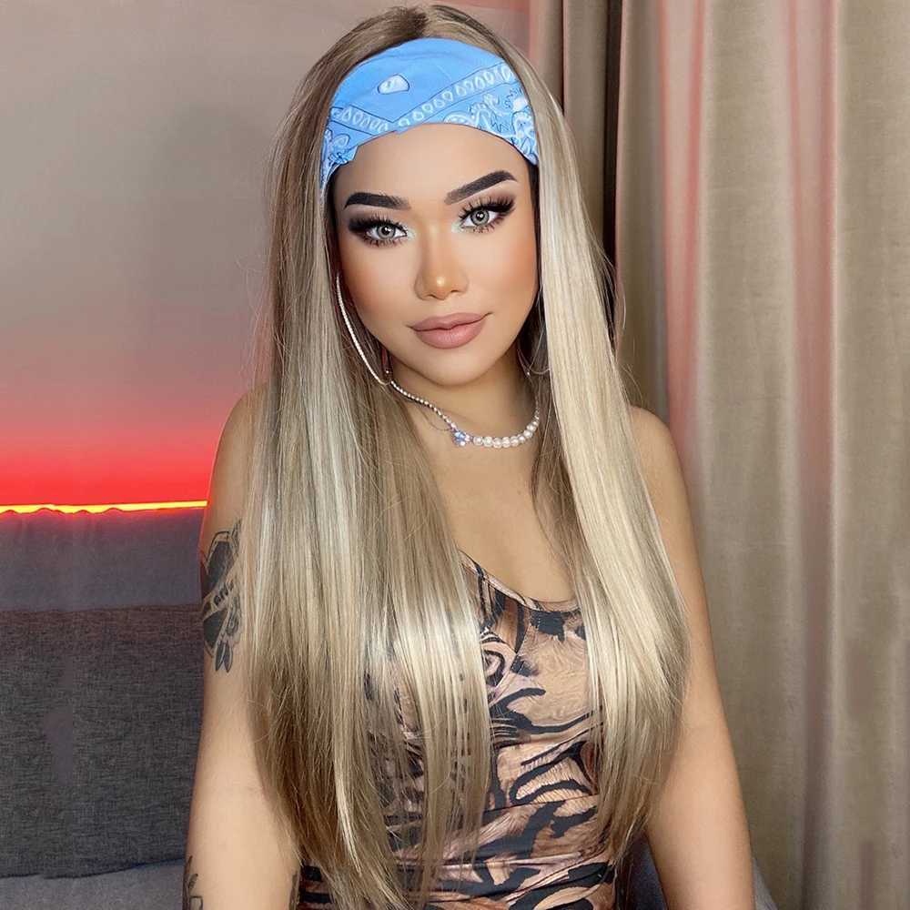 EASIHAIR Synthetic Headband Wig Highlight Wig Mixed Ombre Honey Blonde Straight Wig Daily Party Cosplay Wig Heat Resistant Fiber 250715