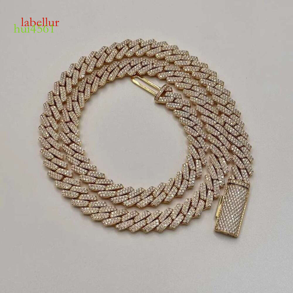 Hip hop 10mm 2-row necklace made of pure sier and chilled moissanite Cuban chain