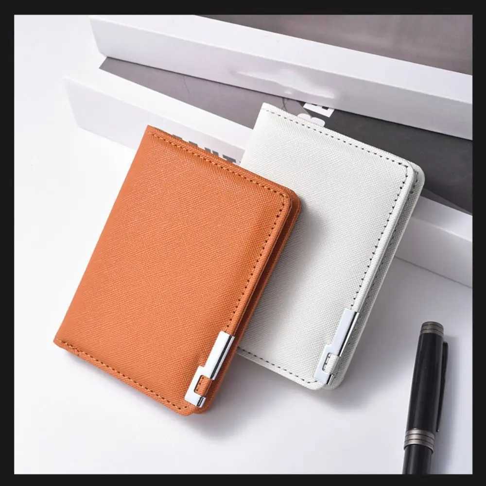 New PU Leather Mens Wallet Orange Black Grey White Two-Fold Multiple Pockets Ultra Thin Coin Purse Men Women Z250725