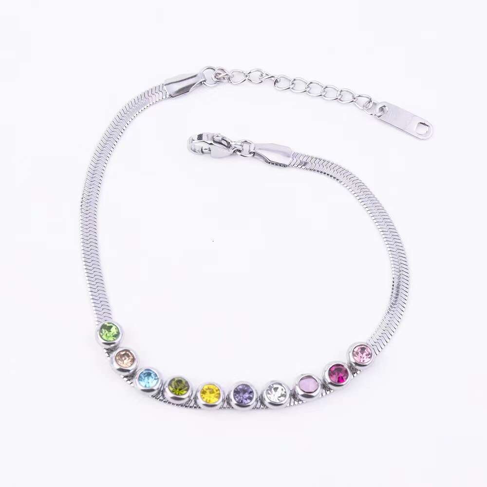 Stainless Steel Blade Chain Colorful for Women High-end Beaded Style Color-retaining Eco-friendly Vacuum Plated Bracelet ddmypluto