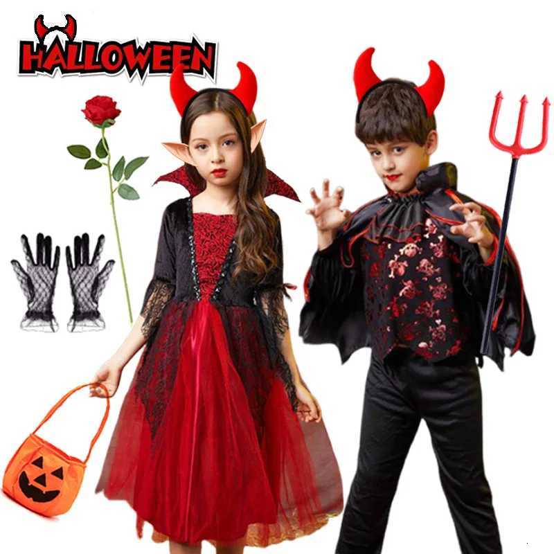 Girls Boys Vampire Dress Kid Ghost Bride Gothic Cosplay Vampire Devil Bat Halloween Costume Vampiran Carnival Outfit Clothes Z250725