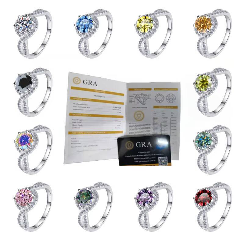 Colorful Moissanite Ring Versatile Ring Ladies Ring High-end Feel 925 Sterling Silver Moissanite Ring