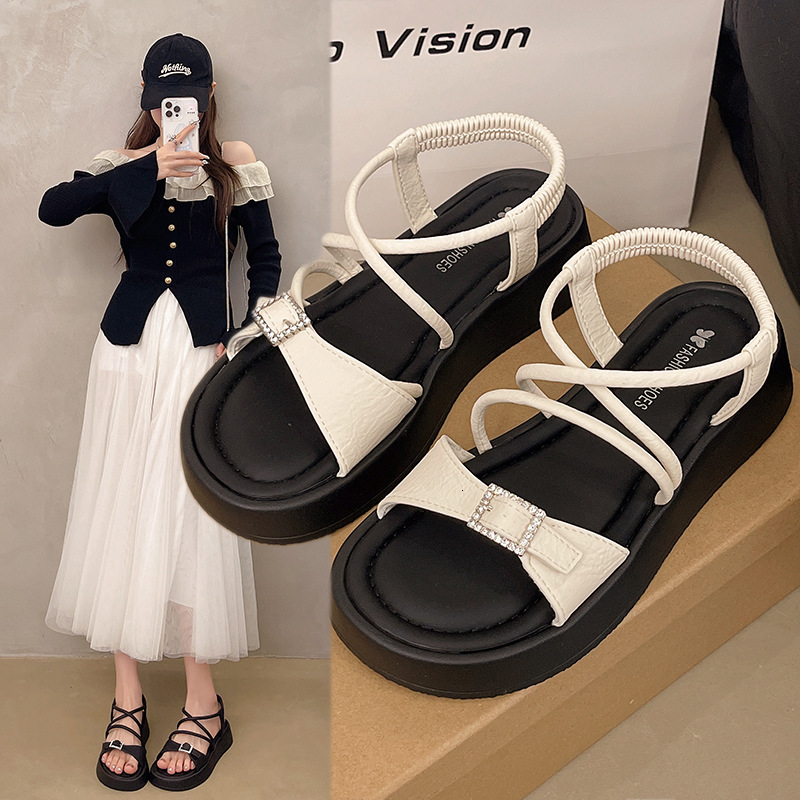 Ddmysports Thick Soled Step On Feeling Women S New Summer Outdoor Wear With Skirt Stunning Height Increasing Sandals Beach Shoes Slippers For Outdoor 