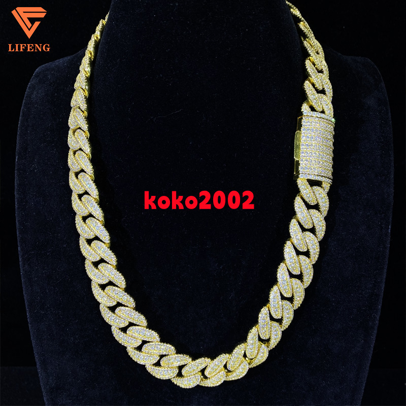 Luxury Chunky Moissanite 18mm Cuban Links Top Quality Chunky Heavy Rapper Jewelry Iced Out Moissanite Diamond Cuban Link Chain