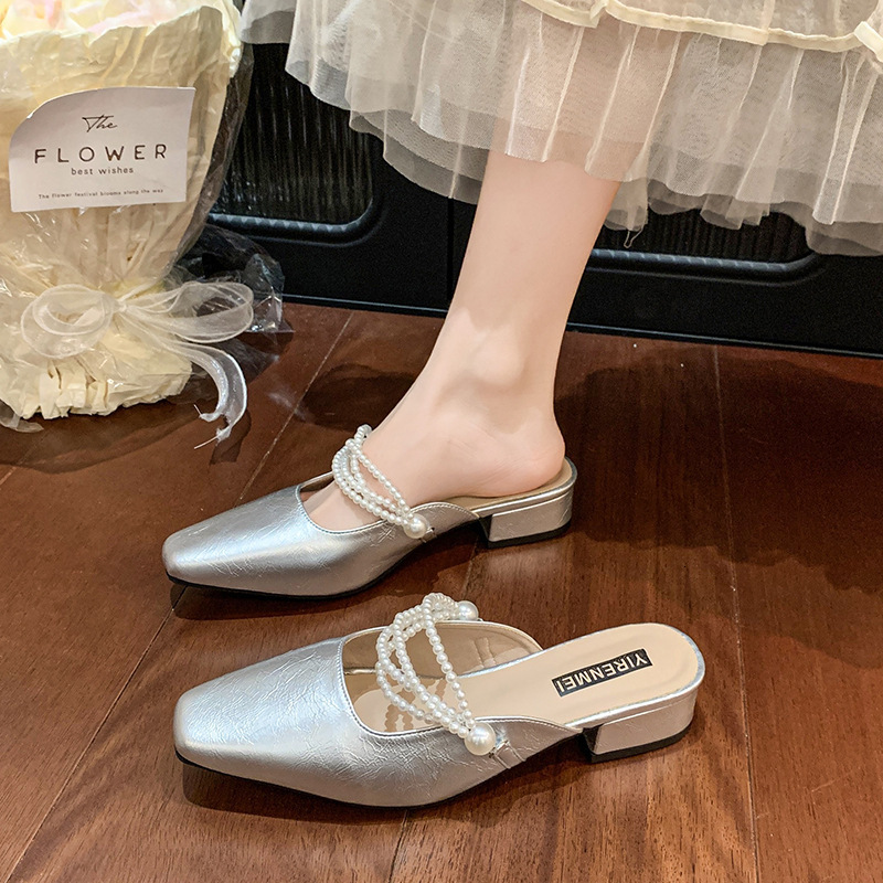 Ddmysports French Style Chunky Heel Fairy To Match Dresses Satin Wedding Daily Wear Versatile Mature Mary Jane Shoes High Heels Outdoor Shoes