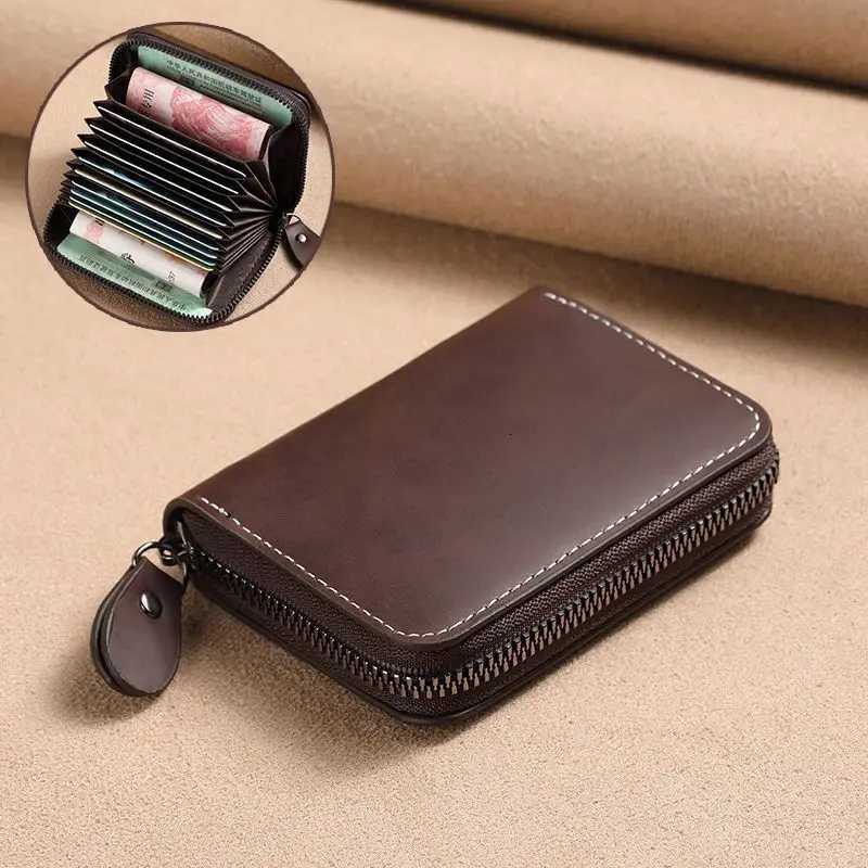Stylish Card Holder Large Capacity ID Wallet Leather Holder RFID Blocking Wallet Compact Card Case Mens Card Wallet Z250725