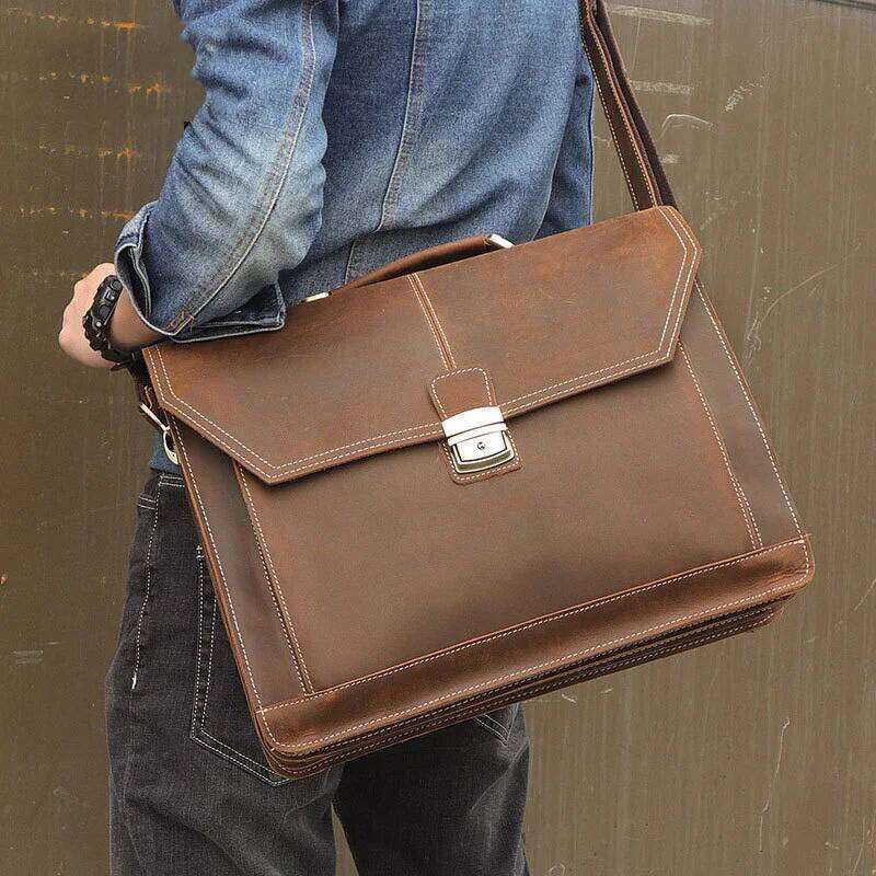 Formal Business Genuine Leather Briefcase 15 Inch Notebook PC Computer Bag Cowhide Messenger Bags For Male