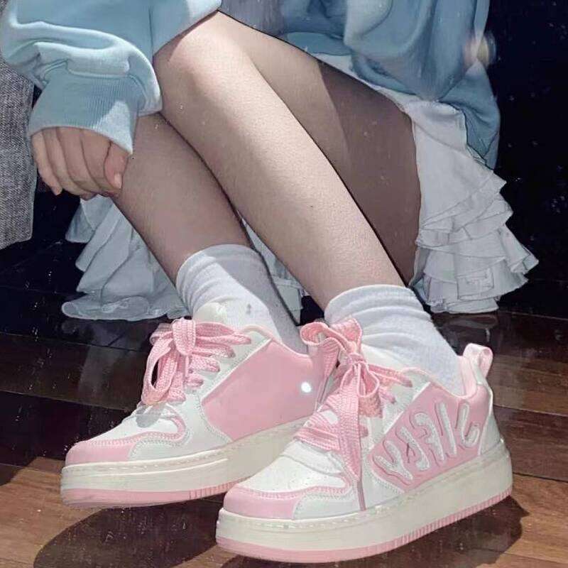 Jiffly Retro Casual High Sole Women's Pink Sneakers