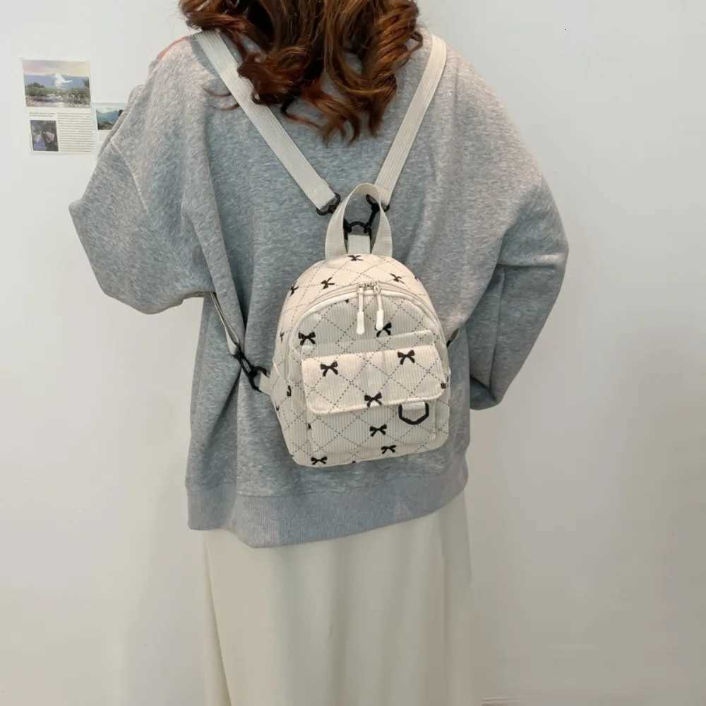 Mini Backpack Sweet Bowknot Printed Shoulder Bag Travel Cosmetic Storage Bag Korean Ins Student Backpacks Casual Rucksack Y250724