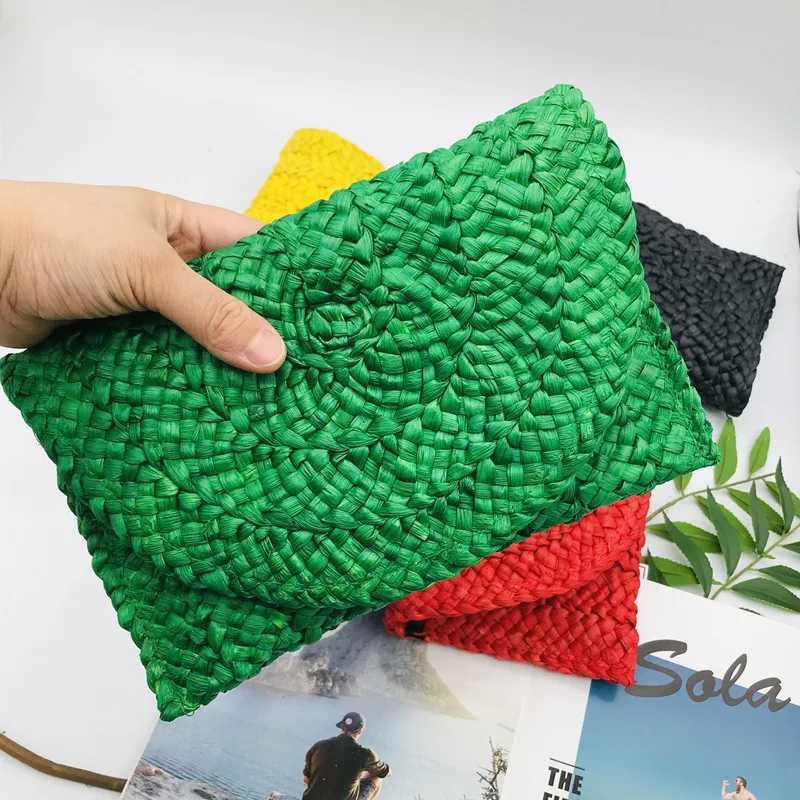Corn Husk Weave Dinner Clutch Bag Womens Fashion Simple Solid Straw Large Purse Woman Summer Casual Va ion Ladies Wallet 2025 Z250725