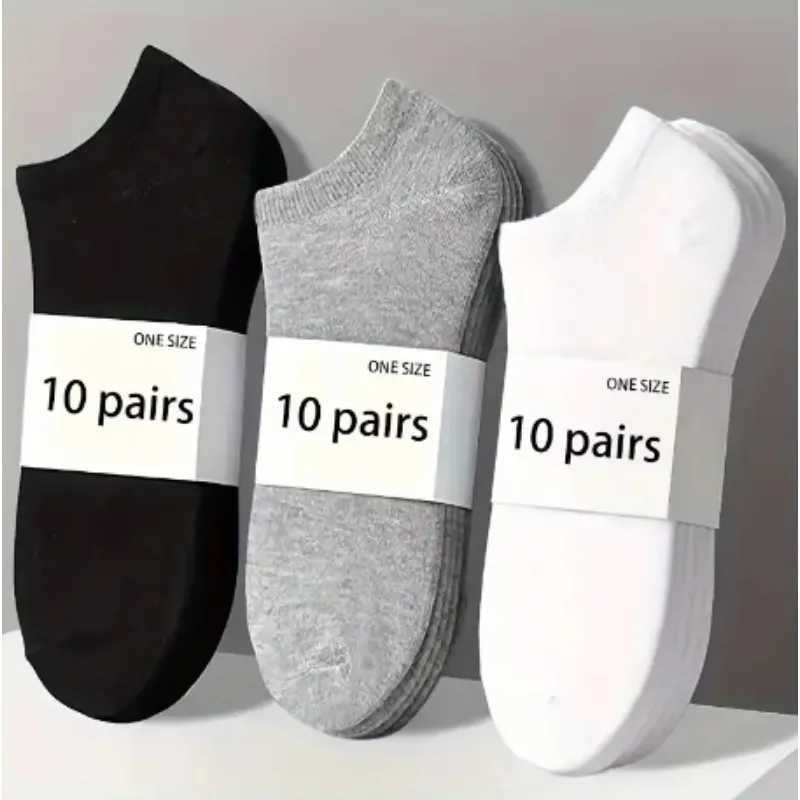 10Pcs/ Mens Socks Spring Summer Thin Breathable Soft Polyester Cotton Socks Black Casual Business Ankle Boat Socks Size EU38-45 X250725