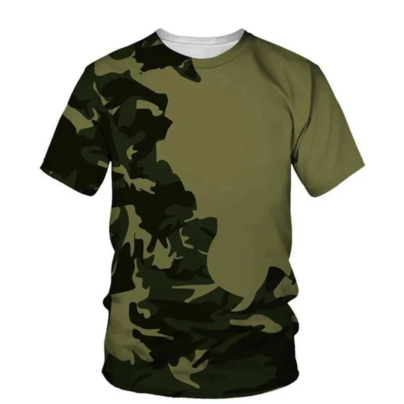 Mens outdoor new summer camouflage T-shirt popular tops short-sleeved mens camouflage pattern 3D printing casual loose version Y250724