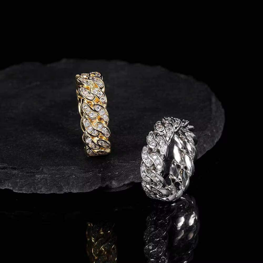 New RTS Hot Sale Square Ring Custom Hip Hop Rapper JewelryVVS Moissanite Iced Out 925 Silver Rings Diamond Men Ring