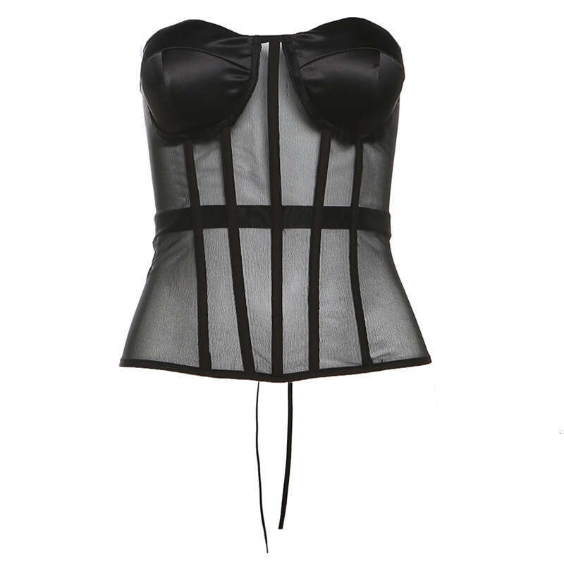 2024 Autumn New Women's Solid Color Slim Street Fashion Off-Shoulder Strapless Backless Vest 320