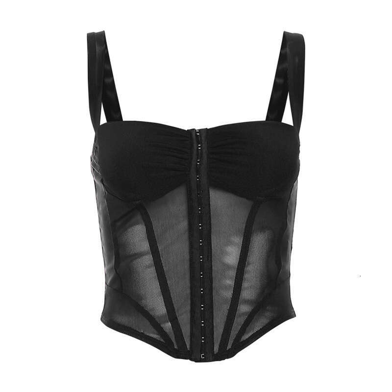 2023 Summer New Women's Solid Color Slim Fashion Strap Sexy Backless Mesh Tank Top 3fa