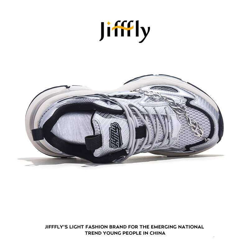 Jiffly Silver Dad Sneakers for Women - Fall/Winter Collection Height-Increasing Casual Shoes